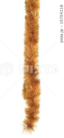 Close up of christmas golden tinsel. 10704118