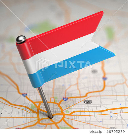 Luxemburg Small Flag on a Map Background. 10705279