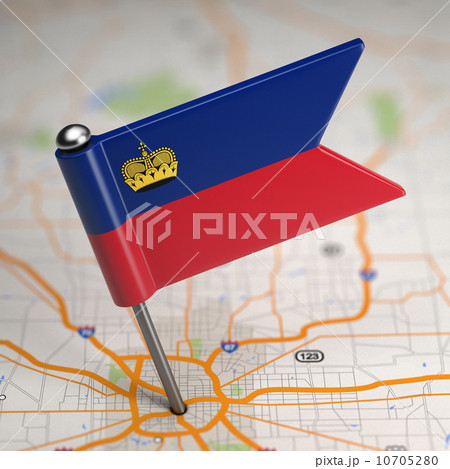 Liechtenstein Small Flag on a Map Background. Liechtenstein Small Flag on a Map Background. 10705280