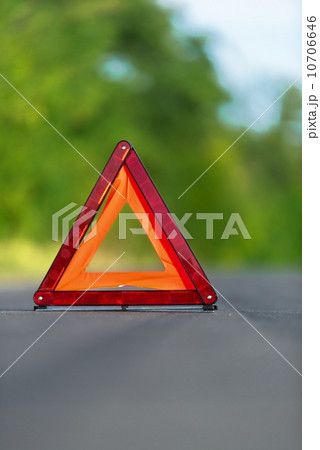 Red triangle of a car 10706646
