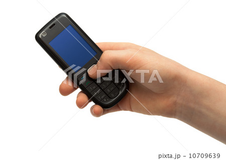mobile phone in a hand mobile phone in a hand 10709639
