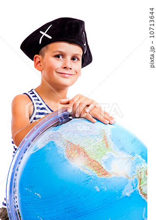 Boy holding a globe 10713644