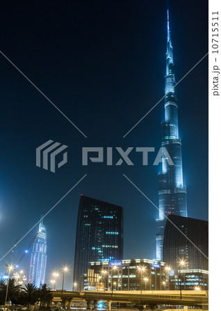 View on Burj Khalifa, Dubai, UAE, at night 10715511
