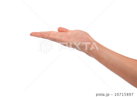 Open palm hand gesture of male hand 10715897