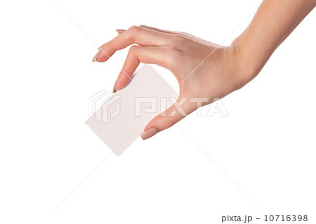 Businesswoman's hand holding blank business card Businesswoman's hand holding blank business card 10716398