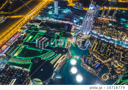 Dubai downtown night scene with city lights, Dubai downtown night scene with city lights, 10716779