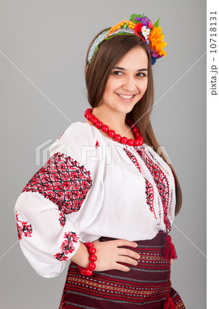 Attractive woman wears Ukrainian national dress Attractive woman wears Ukrainian national dress 10718131