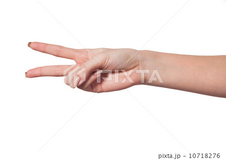 Hand gesture number four closeup isolated on white 10718276
