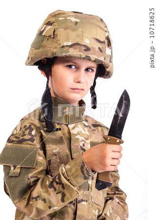 Young soldier with knife Young soldier with knife 10718625