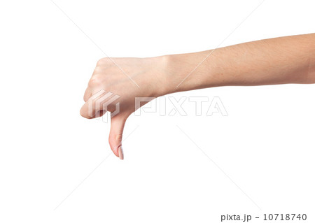 Thumb down Female hand sign isolated on white 10718740