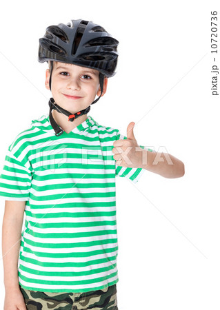 Boy bicyclist with helmet 10720736