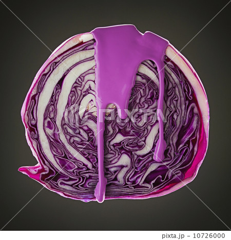 Studio shot of red cabbage covered with purple paint 10726000