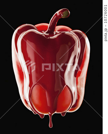 Studio shot of red bell pepper covered with red paint 10726001