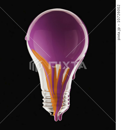 Studio shot of light bulb covered with purple and orange paint 10726002