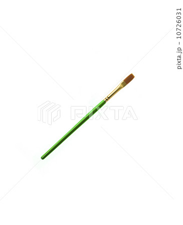 Green paintbrush on white background Green paintbrush on white background 10726031