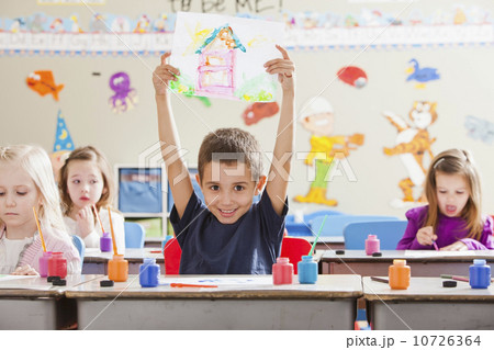 Children (4-5, 6-7) during art classes 10726364