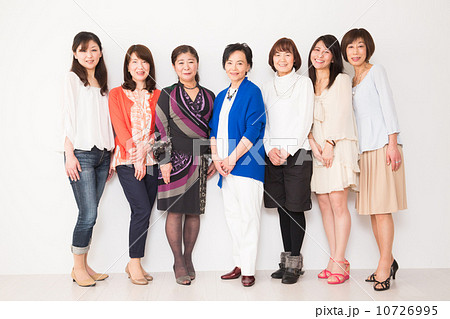 Group Photo 7 Women Stock Photo