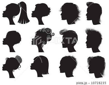 hairstyles - vector black silhouettes 10728235