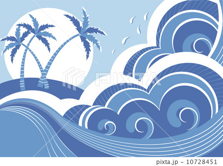 sea waves and island. Vector graphic illustration of water seasc 10728451