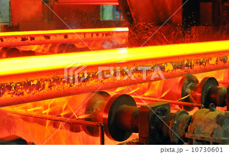 hot steel on conveyor hot steel on conveyor 10730601