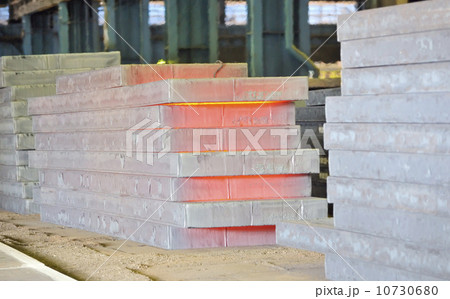 stack of hot steel 10730680
