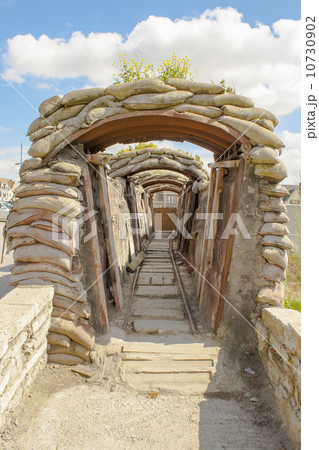 Trenches of death world war one sandbags in Belgium 10730902