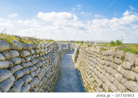 trench world war sandbags and blue sky trench world war sandbags and blue sky 10730903
