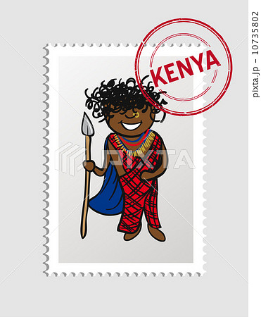 Kenya cartoon person travel stamp. 10735802