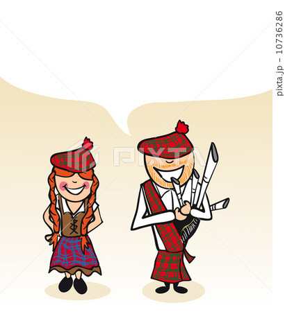 Scottish cartoon couple social bubble Scottish cartoon couple social bubble 10736286