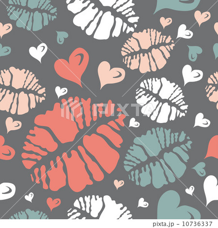 Kiss print and heart pattern Kiss print and heart pattern 10736337