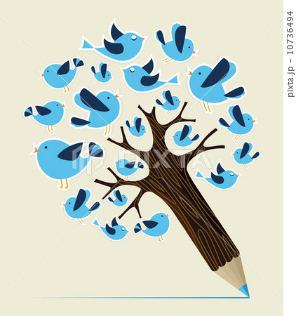 Communication birds concept pencil tree Communication birds concept pencil tree 10736494