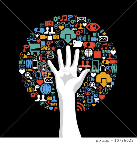 Social media networks hand concept tree 10736625