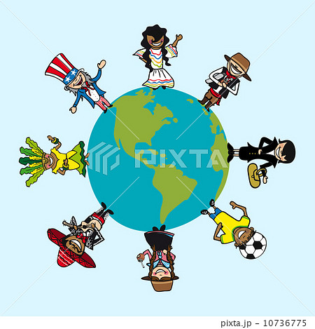 Diversity people cartoons over world map 10736775