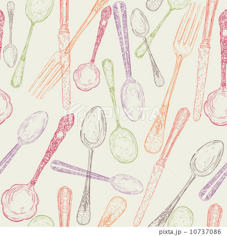 Hand drawn cutlery seamless pattern Hand drawn cutlery seamless pattern 10737086