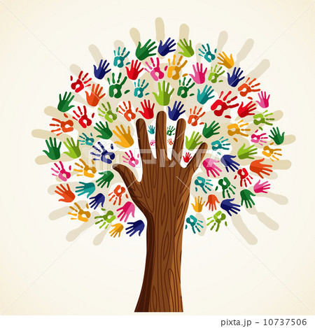 Colorful human hands tree 10737506