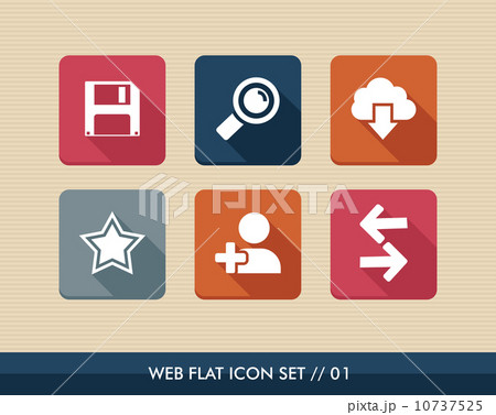 Web apps square flat icons set. Web apps square flat icons set. 10737525