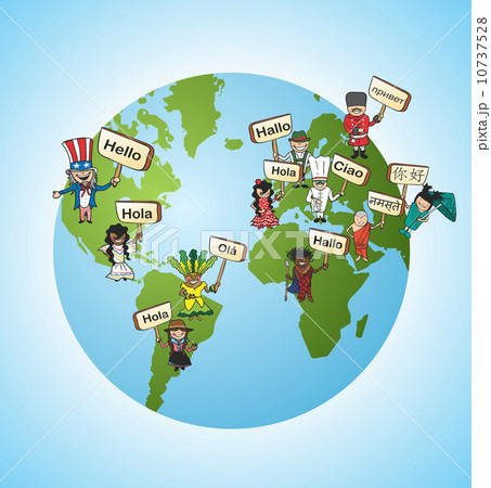 Global languages translate app software cartoon people. 10737528