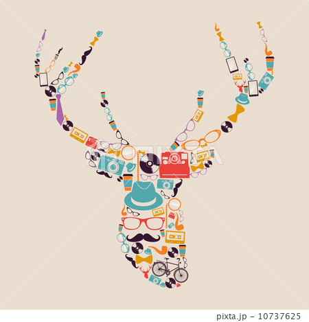 Retro hipsters icons reindeer. Retro hipsters icons reindeer. 10737625