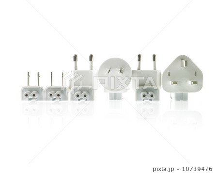 Row of plugs on white background Row of plugs on white background 10739476