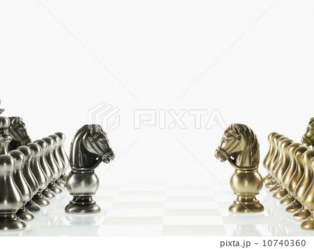 Silver and gold chess teams on board Silver and gold chess teams on board 10740360