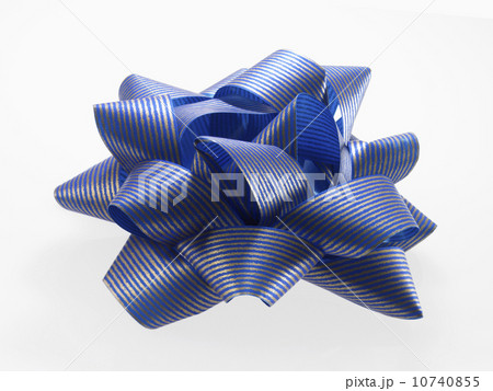 Close-up of blue and silver ribbon, studio shot 10740855