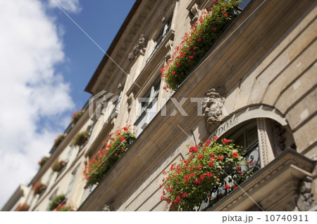 France, Paris, Window boxes outside building 10740911