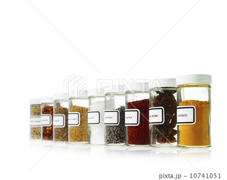 Studio shot of Jars with spices on white background Studio shot of Jars with spices on white background 10741051