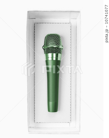Studio shot of unplugged microphone still in box Studio shot of unplugged microphone still in box 10741077