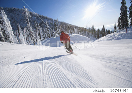 Man skiing in mountain scenery Man skiing in mountain scenery 10743444