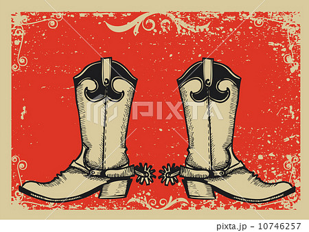 Cowboy boots .Vector graphic image  with grunge background 10746257
