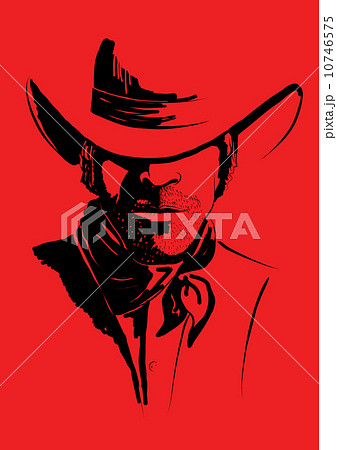 Vector portrait of cowboy on red.Strong man in cowboy hat Vector portrait of cowboy on red.Strong man in cowboy hat 10746575