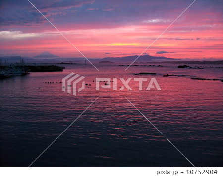 森戸海岸の夕焼け 10752904