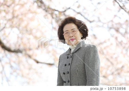 桜と三人のシニア 10753898