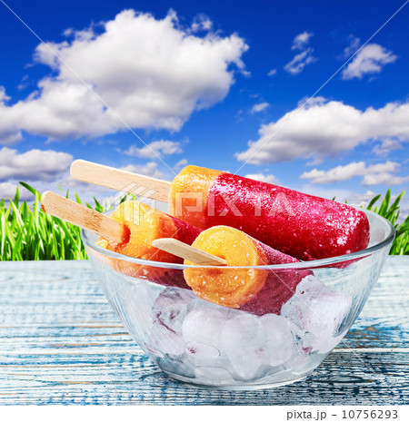 popsicles on a plate with ice popsicles on a plate with ice 10756293